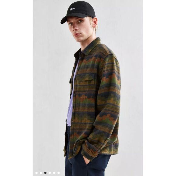 Urban Outfitters Shirt Mens XL Blanket Pattern Jacquard Flannel Button-Down - Picture 1 of 8